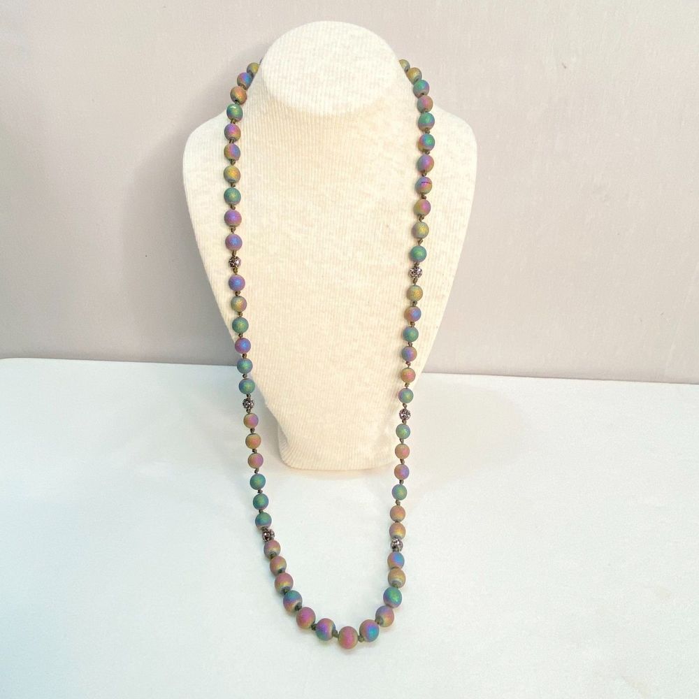 💎Ashley Copper Opera Necklace Multicolor Frosted Glass Beads